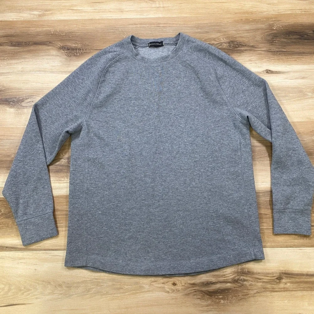 Banana Republic Sweatshirt Mens L Minimalist Cotton Blend Raglan Grey Classic